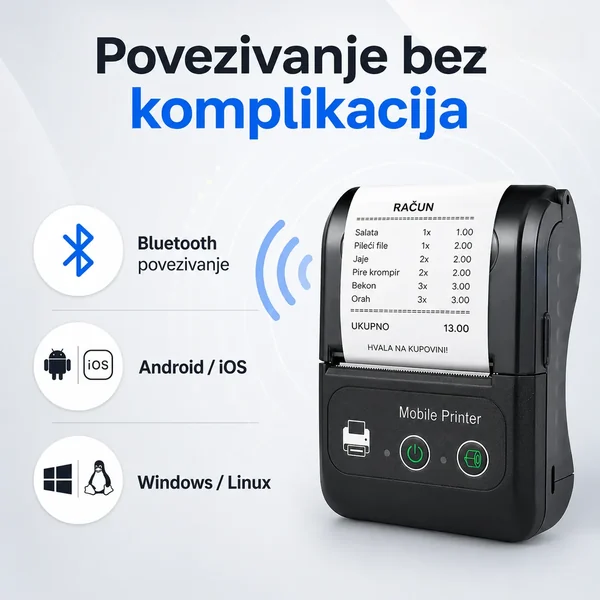 Prenosivi Bluetooth termalni štampač 58mm - slika 2