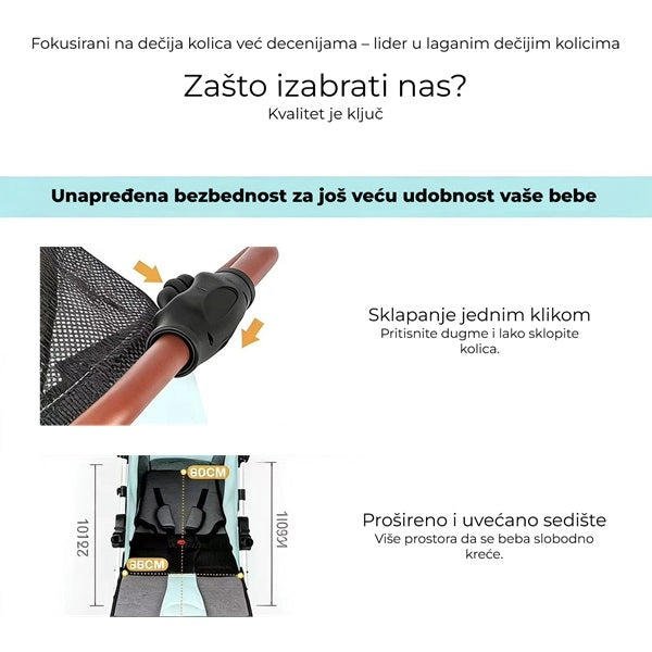 Sklopiva dečija kolica 2 u 1 - Slika 5