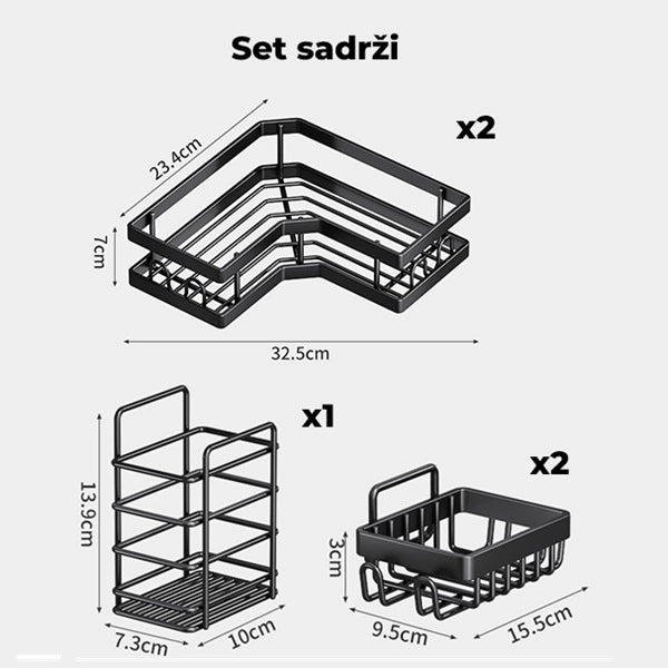 Ugaone tuš police set od 5 komada - Slika 4