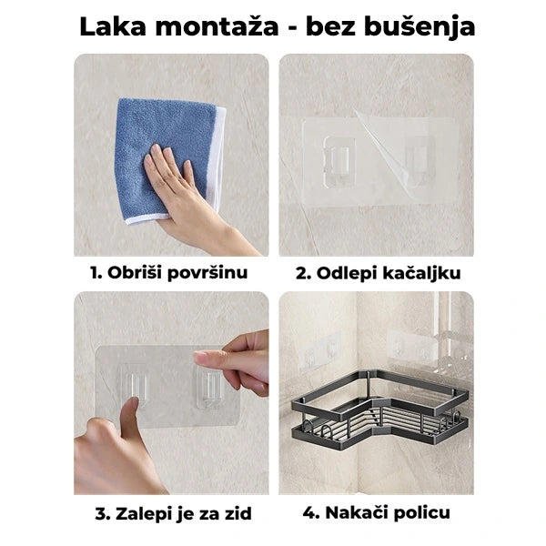 Ugaone tuš police set od 5 komada - Slika 6