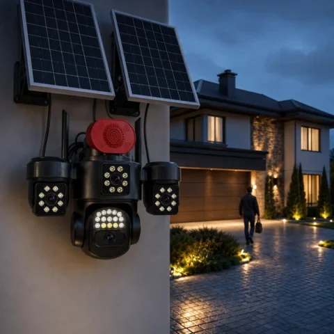 4G Solarna Kamera 4 Sočiva — PTZ 360°