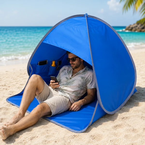 Mini Pop-Up Šator za Plažu sa UV Zaštitom | Plavi i Rozi - slika 3